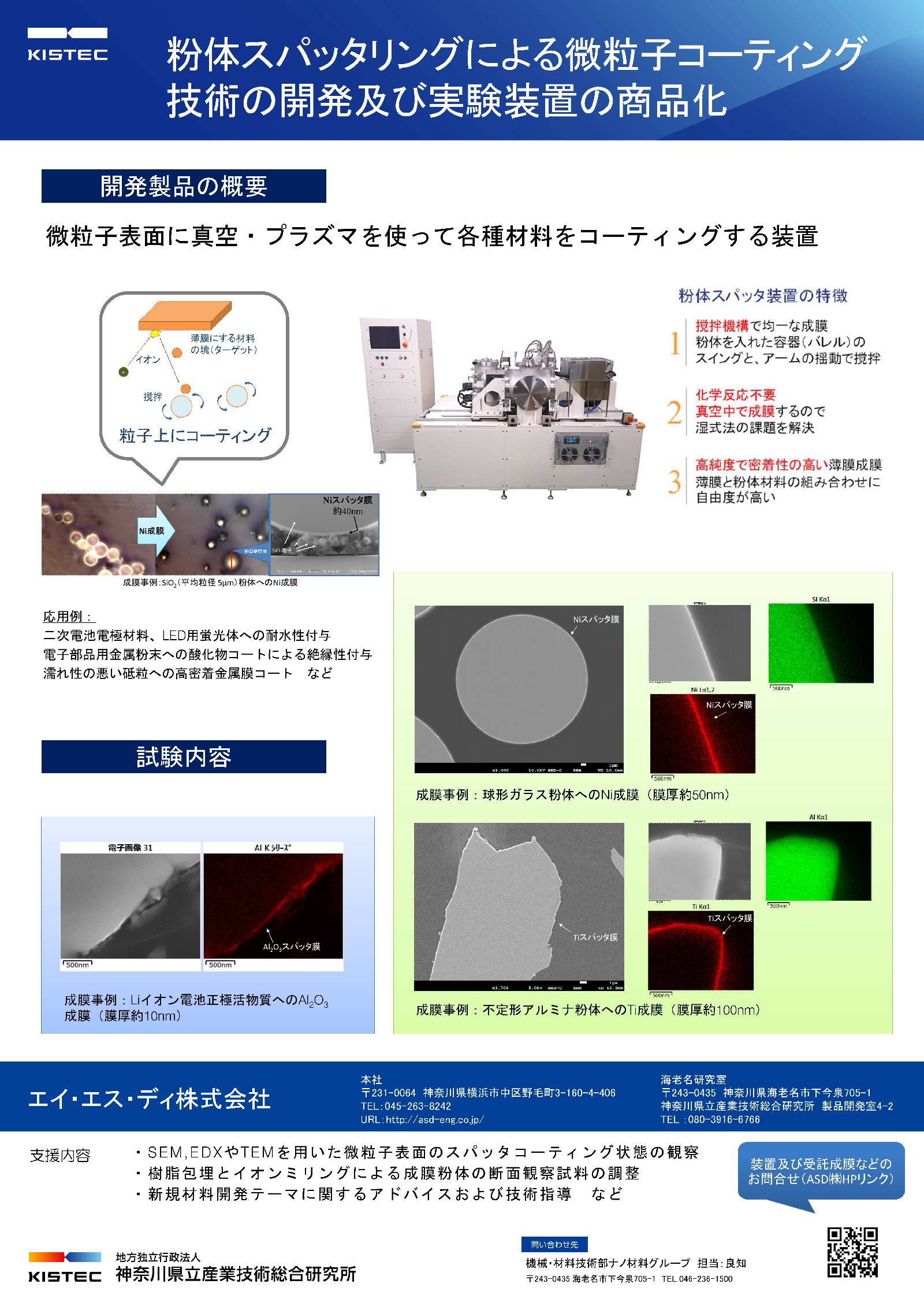 粉体スパッタリングによる微粒子コーティング技術の開発及び実験装置の商品化